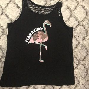 Justice flamingo black tank